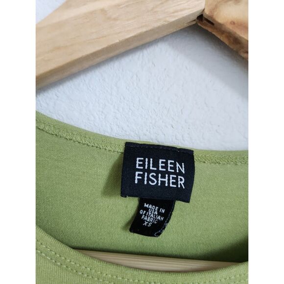 Eileen Fisher Green Short Sleeve Stretch Tee Top | Size XS - Picture 5 of 10